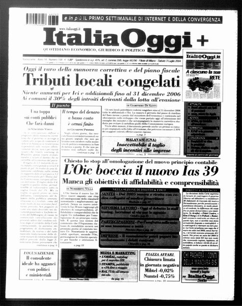 Italia oggi : quotidiano di economia finanza e politica